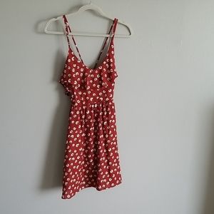 Rust floral mini dress